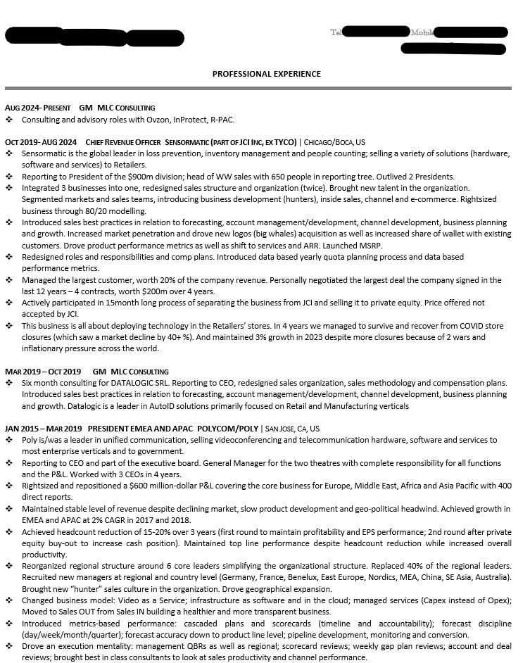 Graphic showing a chronological resume