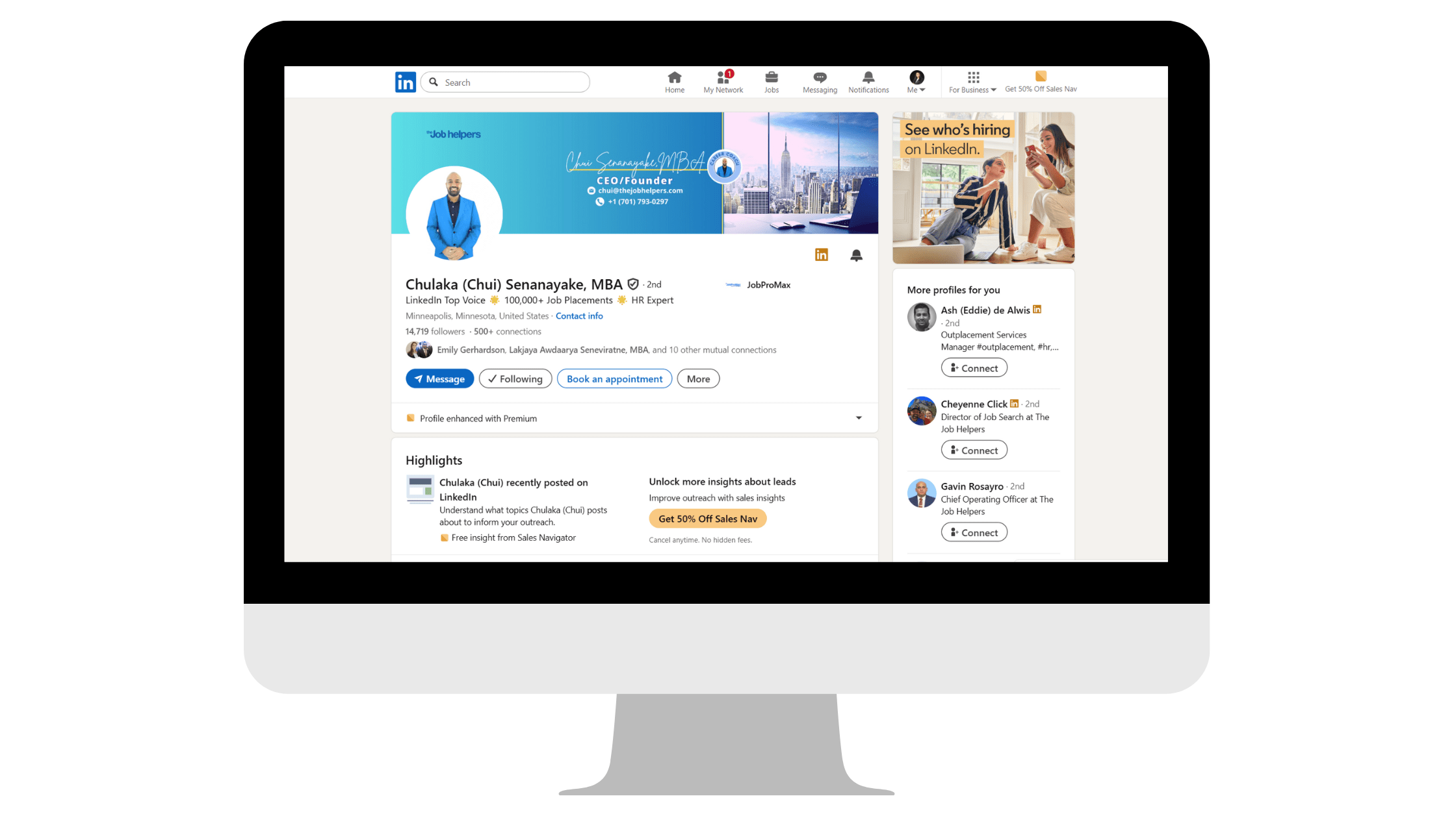 Optimized LinkedIn profile screenshot
